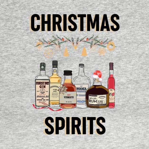 Christmas spirits - vodka, whiskey, rum, gin by OYPT design